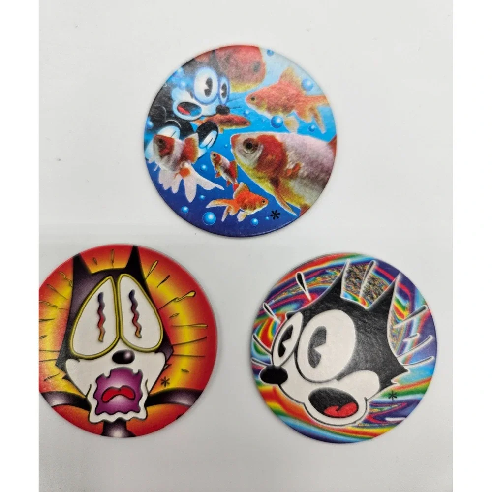 Felix the Cat Pogs Three Vintage‎ Collectible 90s Cartoon Game